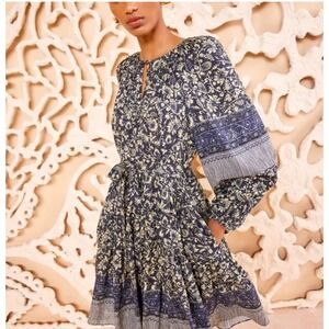 Ulla Johnson Abri Batik Print‎ Tiered Ruffle Mini Dress Size 6